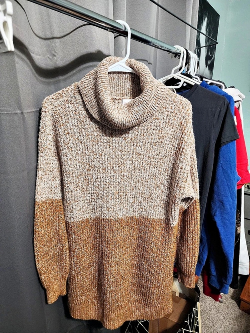 Isabel Maternity Color Block Cowl Neck Sweater Size Medium